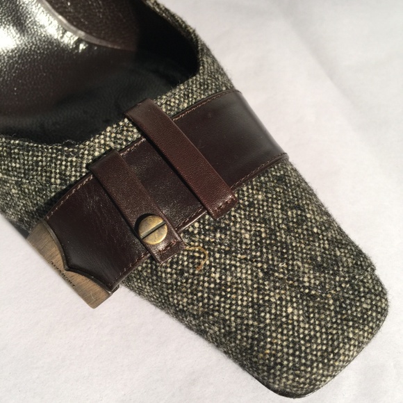 New GIVENCHY Tweed & Leather Heels Pumps NWOB Square Toe - Picture 4 of 8